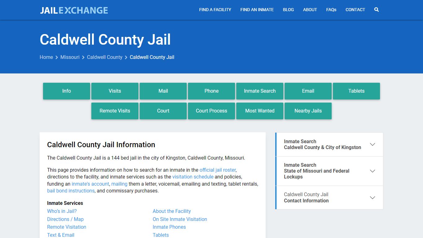 Caldwell County Jail, MO Inmate Search, Information